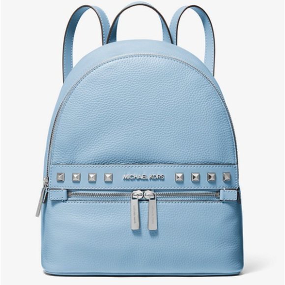 Michael Kors Kenly Medium Studded Leather Backpack Blue NWT - Picture 2 of 13